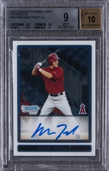 2009 Bowman Chrome Draft Prospects #BDPP89 Mike Trout Signed Rookie Card – BGS MINT 9/BGS 10